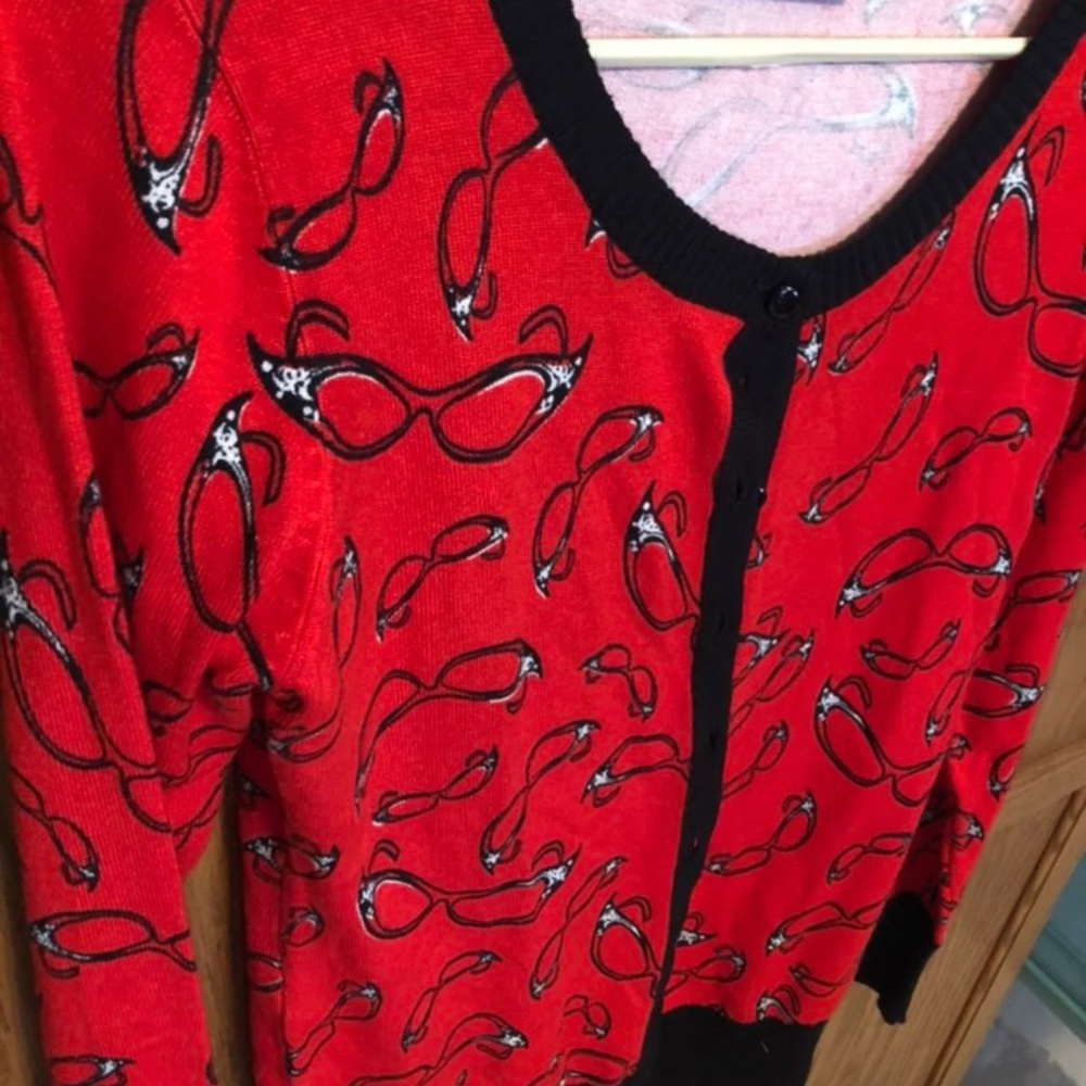 Voodoo Vixen Retro Glasses Button-Up Cardigan